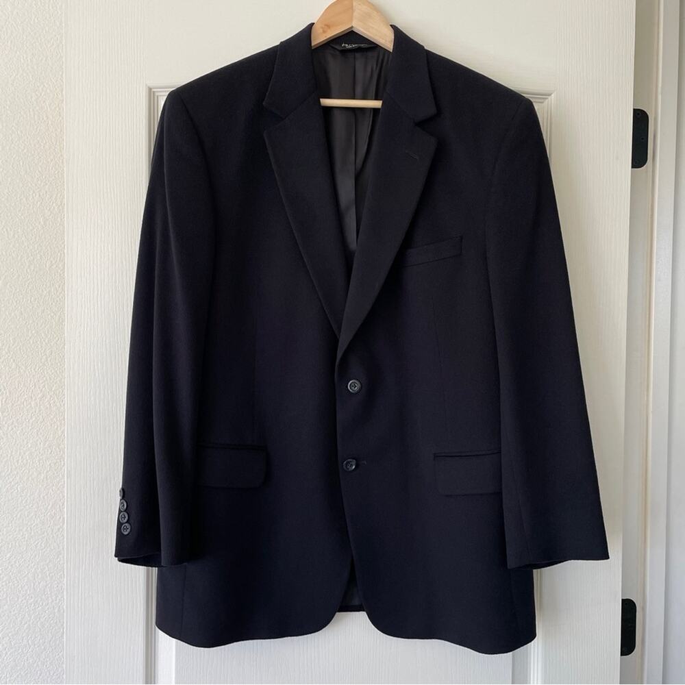 Jos A Bank 100% Cashmere Navy Blue Two-Button Blazer Gordon Sport Coat 43R
